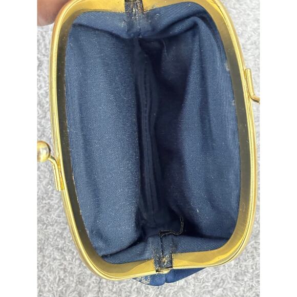 Coach 1941 Blue Gold Logo Print Kisslock Coin Purse #64273 - Picture 6 of 7